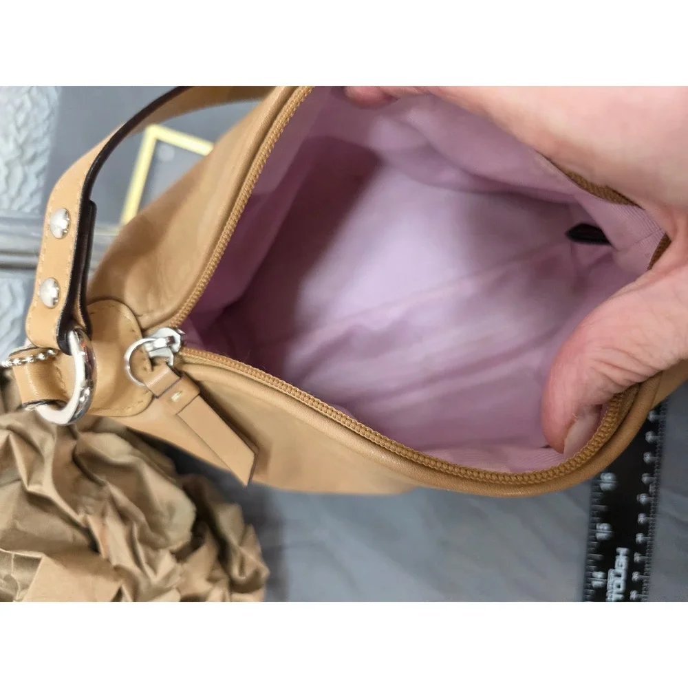 Vintage Coach Tan Leather Mini Hobo Baguette Bag Leatherware Est 1941 Y2K Pouch‎
